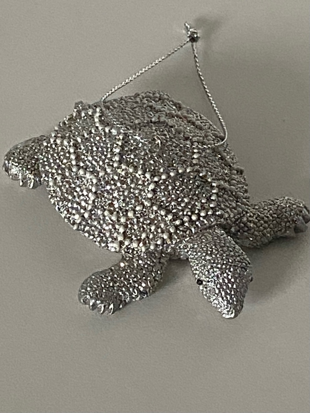 Sea Turtle Ornament Kurt Adler Silver Coastal Ocean Christmas Nautical EUC beach